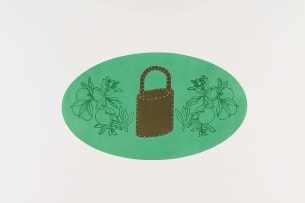 Jeremy Wafer; Green Oval with Padlock Form and Flowers