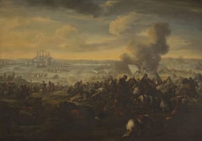 Attributed to Francesco Simonini; The Battle of Petrovaradin, a pair