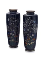A pair of Japanese cloisonné enamel vases, Gonda Hirosuke, Meiji period, 1868-1912