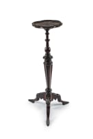 A Dutch mahogany and inlaid fruitwood candle stand, 18th century