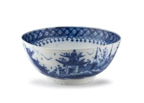 A Staffordshire blue and white bowl, late 18th century