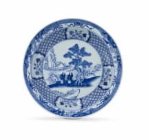 A Chinese blue and white dish, Qing dynasty, 19th century