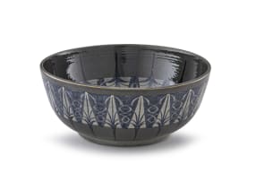 A blue and dark-grey glazed stoneware bowl, Hilda Ditchburn, 1960s