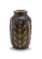 An amber and iridescent glazed stoneware vase, Hilda Ditchburn, 1961