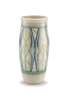 A green and blue-glazed stoneware vase, Hilda Ditchburn, 1965