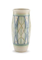 A green and blue-glazed stoneware vase, Hilda Ditchburn, 1965