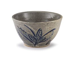 A grey and blue-glazed stoneware bowl, Hilda Ditchburn, 1949
