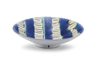 A blue, yellow and green earthenware bowl, Kalahari Studio