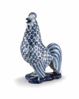 A Delft blue and white faience cockerel, 19th century