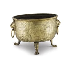 A Dutch brass log bin, 18th century