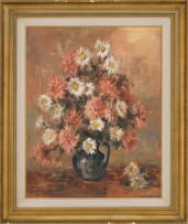 Johannes Oldert; Still Life with Dahlias and Daisies