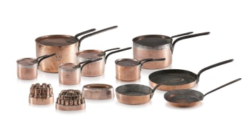 A group of Victorian copper ware, 1867