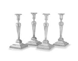 Four Edward VII silver candlesticks, Harrison Brothers & Howson, Sheffield, 1902-1903