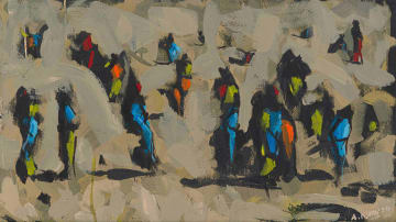 Asanda Dredunik Kupa; Abstract Composition with Blue and Green Figures
