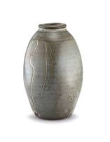 A Bernard Leach tenmoku-glazed stoneware 'Willow Tree' pattern vase, 1960s