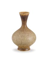 A Swedish Gustavsberg mottled brown-glazed stoneware stem cup, Sven Wejsfelt (1930-2009), 1991