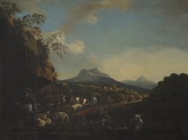 Follower of Philipp Peter Roos (Rosa di Tivoli); Landscape with Animals and Shepherd