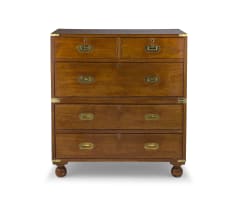 An Edwardian mahogany and brass-mounted military chest-on-chest