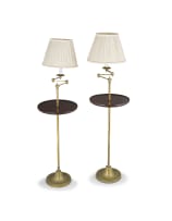 Two brass and mahogany standing lamps