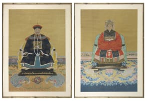A Chinese ink and colour painting on paper portrait of a courtier, 19th/20th century