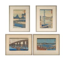 Four Japanese woodblock prints, Meiji period, 1868-1912