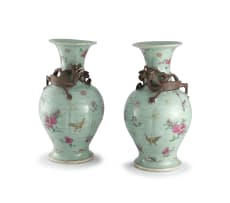 A pair of Chinese celadon vases, late 19th/early 20th century
