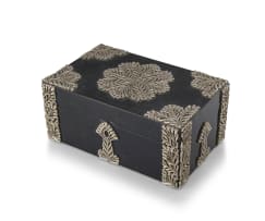 An ebony and silver-mounted clove box, possibly Zanzibar