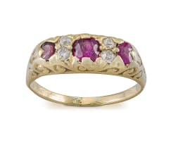 Victorian ruby and diamond half eternity ring
