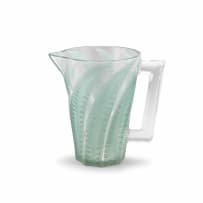 A René Lalique 'Hespérides' opalescent, frosted and green-stained glass pitcher, designed 10 March 1931