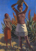 Alfred Neville Lewis; Two Figures and Aloes