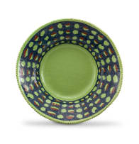 Hylton Nel; Green Plate with Hand Painted Dot Motif