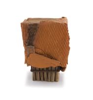‘Shelter’, unglazed terracotta, wood and iron assemblage, Juliet Armstrong, 1987