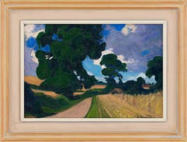 Bertha Everard; Landscape with Road alongside Wheatfield