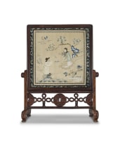 A Chinese hardwood screen, late 19th/early 20th century