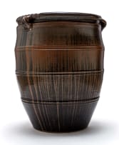 Digby Hoets; Large Tenmoku Glaze Pot