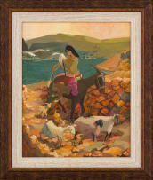 Marjorie Wallace; Woman on a Donkey with Goats