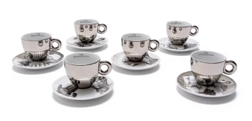 William Kentridge; Illy Art Collection Cups and Saucers, six
