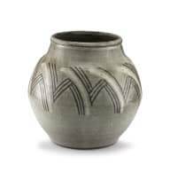 A grey and brown stoneware vase, Hilda Ditchburn, 1950s