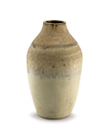 A mottled brown-glazed stoneware vase, Juliet Armstrong, 1980s