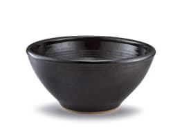 A mirror black-glazed stoneware bowl, Hilda Ditchburn, 1960s