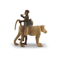 A carved wooden figure of a Tokoloshe astride a baboon, Julius Mfete (1956-2008)