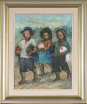 Amos Langdown; Three Children with Chickens