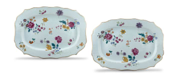 A pair of Chinese famille-rose dishes, Qianlong period, 1736-1795