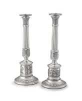 A pair of Austro-Hungarian silver candlesticks, maker's mark indistinct, 1850