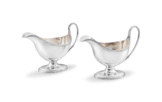 A near pair of George III silver sauceboats, Henry Chawner and Henry Chawner & John Edwards, London, 1788-1797