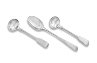 A pair of Cape silver 'Fiddle' pattern mustard spoons, Johannes Casparus Lotter, 19th century