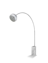 An Italian Arco chrome and marble floor lamp designed by Achille and Pier Giacomo Castiglioni in 1962 for Flos