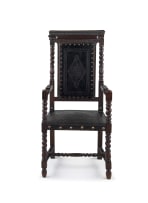 A Portuguese rosewood and leather armchair, late 19th century