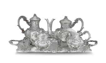 A five-piece silver tea service, .800 standard
