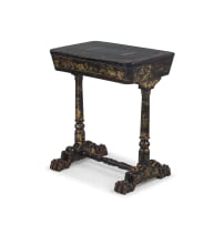 A black lacquer and gilt chinoiserie work table, early 19th century